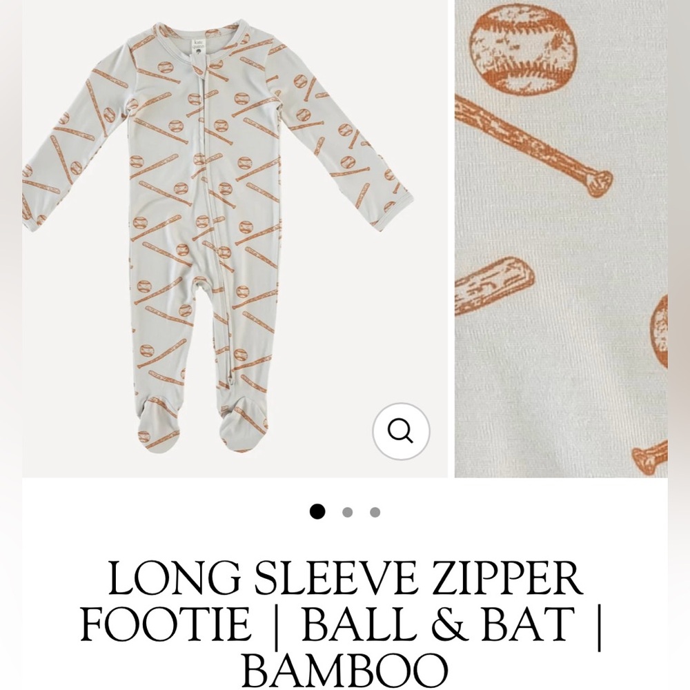 Bamboo bat and ball baseball footie zippie sleeper Kate quinn American classic